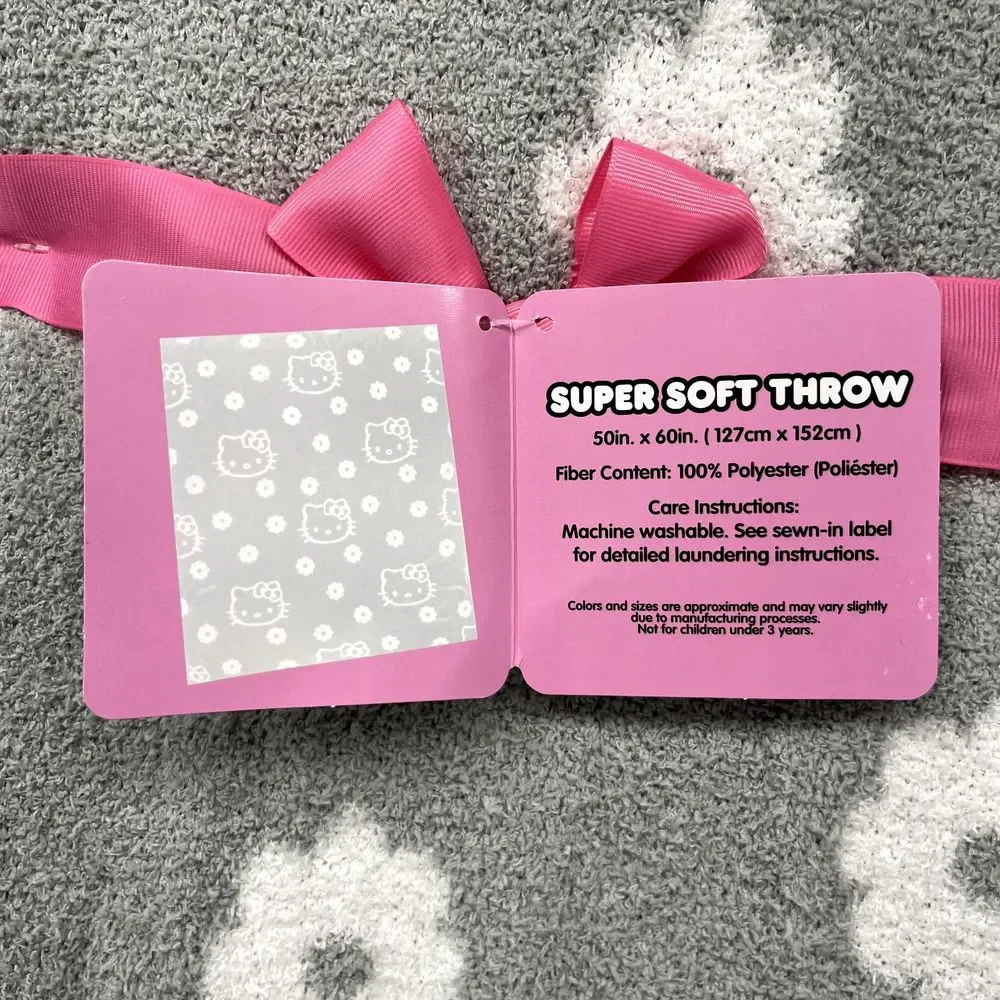 HELLO KITTY Blanket Gray & White Super Soft Throw Blanket‎ 50